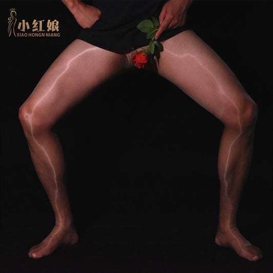 Aurora Stockings Men Silky Smooth Oil Shiny1D Ultra-thin Sexy Pearlescent Pantyhose Body-Insertable Flash360Seamless Stockings