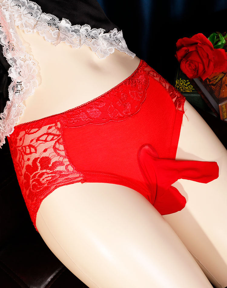 Men's Underwear Summer Sexy Belt jj Set of Gun Bullet Separation Lace Low Waist Triangle Underwear for Men, Sexy Large Size, Breathable