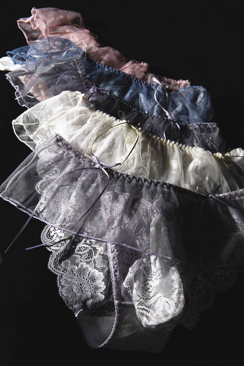 Ice Silk Feel Men's Triangle Underwear Transparent Sexy Breathable Thong Summer Japanese Style Lace Underwear