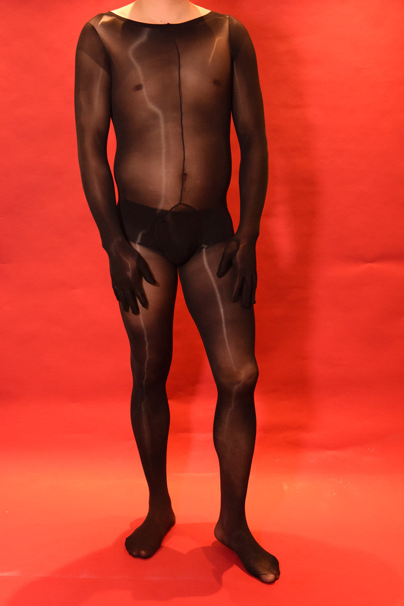 912Needle8d Shiny and silky men's five-finger bodysuit socks Glossy One-Piece Stockings for Men with Fingered Full Body Tights