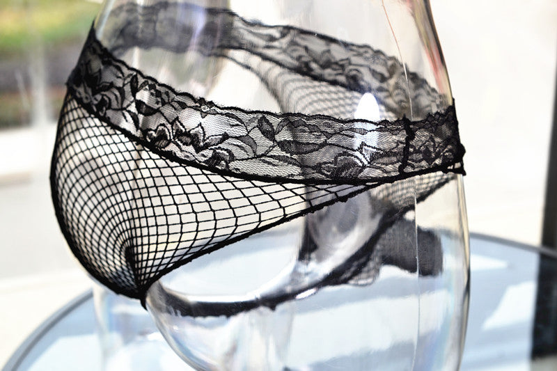 Couple's Underwear Men's Sexy jj Ice Silk Triangle Mesh Panties Hollow Temptation Silky Sexy No-Remove Lace Underwear