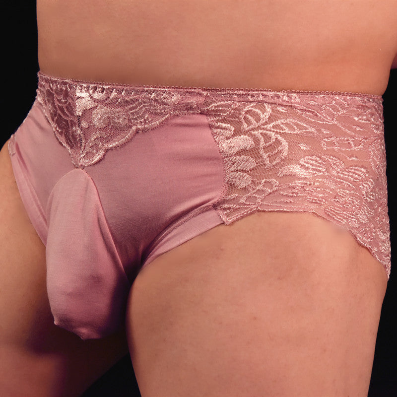 Little Red Luxury Men's Underwear Breathable Lace Sexy Briefs Pure Cotton Plus Size U Pouch Bag Underwear Shorts