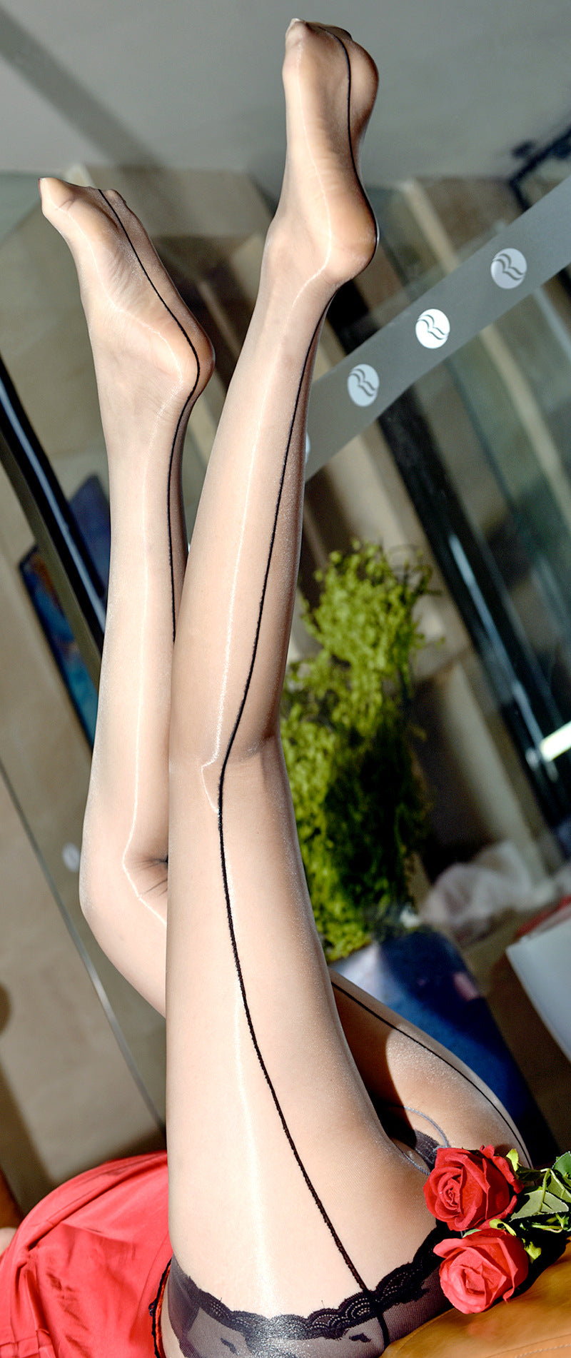 Little Red Riding Hood Aurora Ultra-Thin Silky Stockings Sexy Men's Back Seam Erotic jj Inductive Temptation Airplane