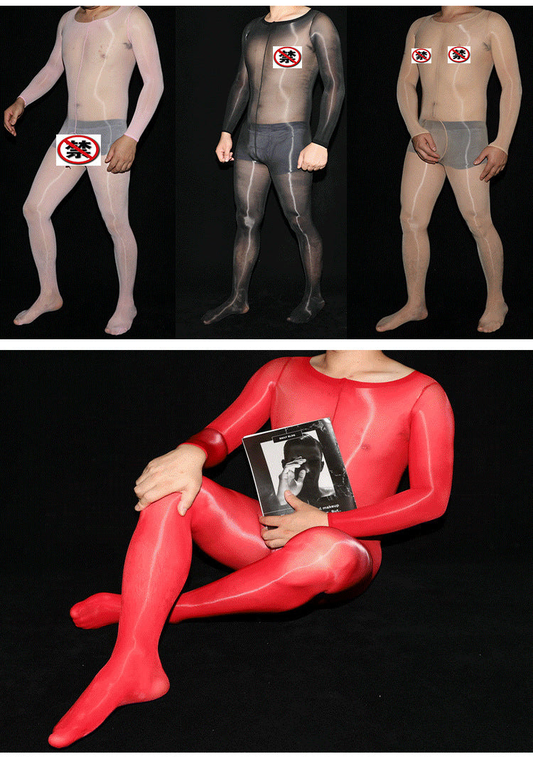 AliExpress Plus Size Shiny Full Body Stockings Bodysuit Shiny912Needle Tape jj Men's Full Body Stockings with Pants Set