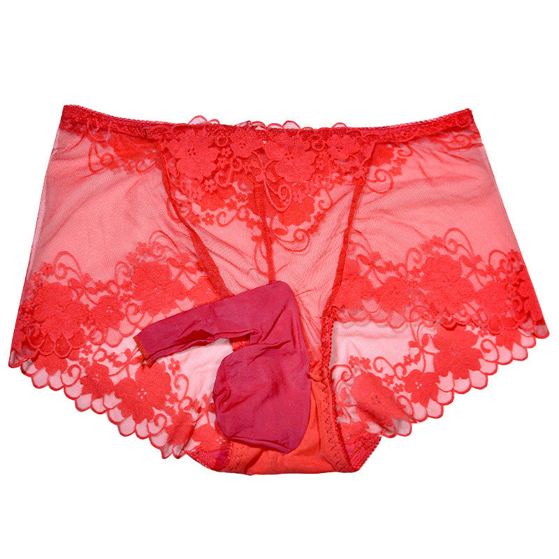 8175Japanese Style Sexy Lace Underwear for Men Belt jj Set of Butt-Lifting Thin Sexy Transparent Bullet-Resistant Separate Triangle Panties