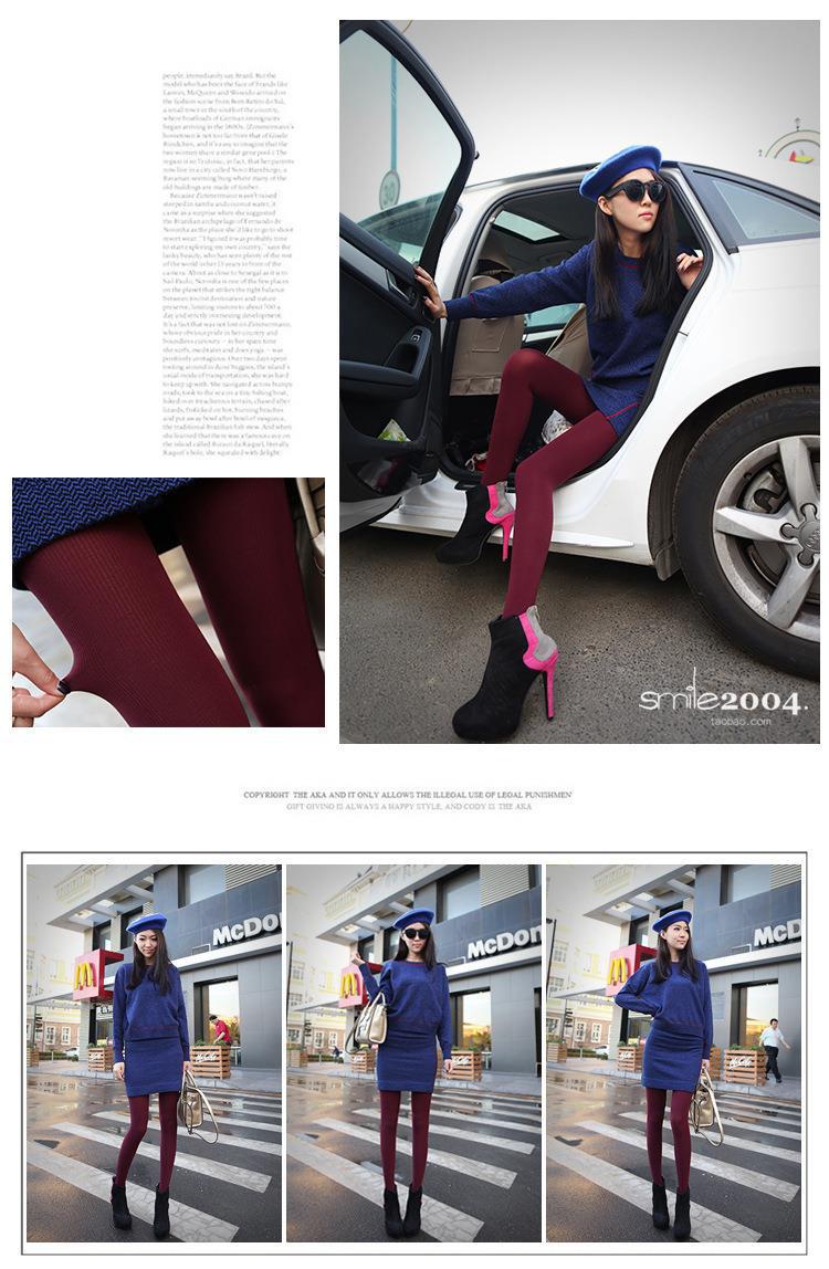 Autumn and Winter Japanese Style120D Velvet Slimming Leg Shaping Pantyhose/Foot Socks Women's Vertical Striped Black Stockings