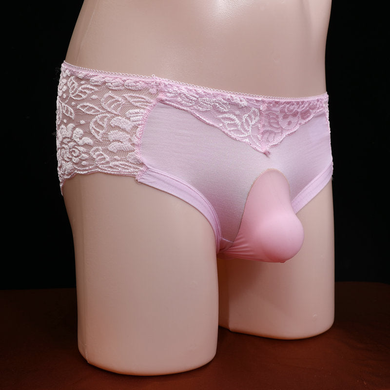 Men's Lace Underwear Sexy Strap jj Set of Stockings and Panties Ultra-thin Breathable Summer Fully Transparent Sexy Triangle Panties