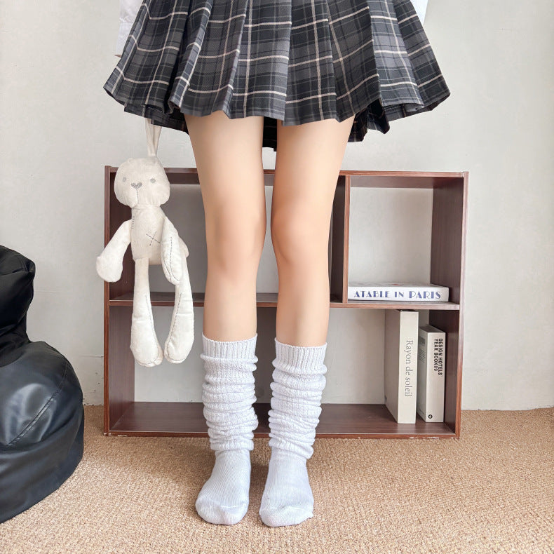 102502JK Extended High Tube Socks College Style Knee-High Calf Socks Over-the-Knee Long Socks for Women Japanese Style
