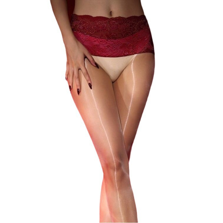 0D Ultra-thin Stockings Aurora Traceless Lace Waist Pantyhose Black Silk Seamless Crotch Glossy Base Stockings