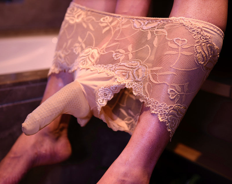 Men's Lace Sexy Underwear Men's Boxer Briefs Breathable Thin Sexy Open Crotch jj Set of Youth Boxer Shorts for Summer