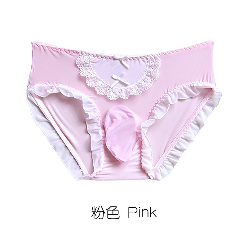 Men's Sexy Underwear Japanese Style Ice Silk Shorts Sexy Men Insertable Cute Sweet Lolita Triangle Briefs