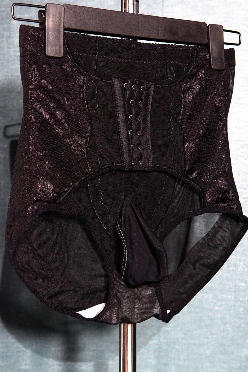 Men's Waist Cincher Underwear Sexy Belt jj Thin High-Waisted Mesh Lace Triangle Shaping Panties