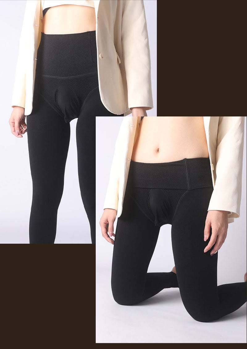 Autumn Winter Japanese Style Sexy Sheer Leggings Men's Slim Fit Bare Leg Artifact High Waist Tummy Control Fleece Lined Thickened Pantyhose