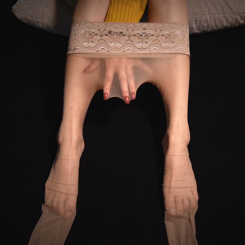 European and American Lace Silicone Non-Slip Waist Black Silk Pantyhose360Seamless Velvet Any Cut White Stockings Women Sexy