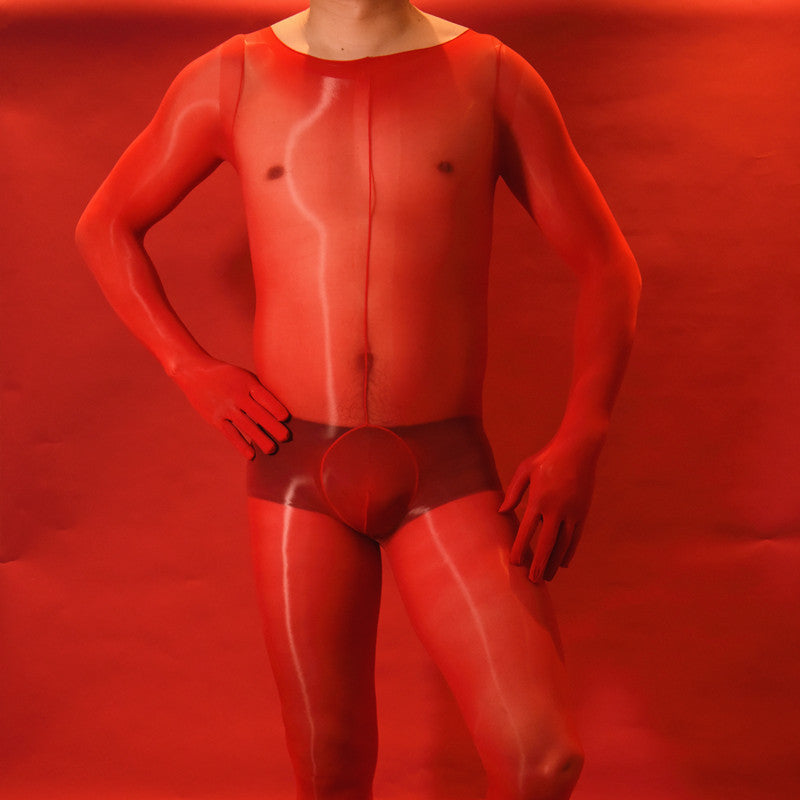 912Needle8d Shiny and silky men's five-finger bodysuit socks Glossy One-Piece Stockings for Men with Fingered Full Body Tights