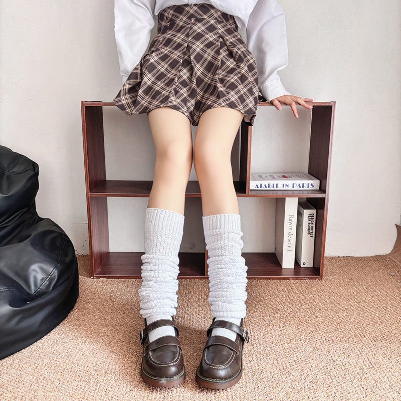 102502JK Extended High Tube Socks College Style Knee-High Calf Socks Over-the-Knee Long Socks for Women Japanese Style