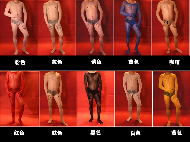 912Needle8d Shiny and silky men's five-finger bodysuit socks Glossy One-Piece Stockings for Men with Fingered Full Body Tights