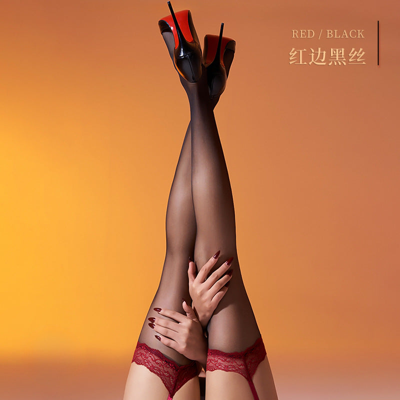 Little Matchmaker Lace Strap Black Silk Aurora Glossy Leg Shiny Lace Stockings No-Remove Sexy Fun Ultra-Thin Women