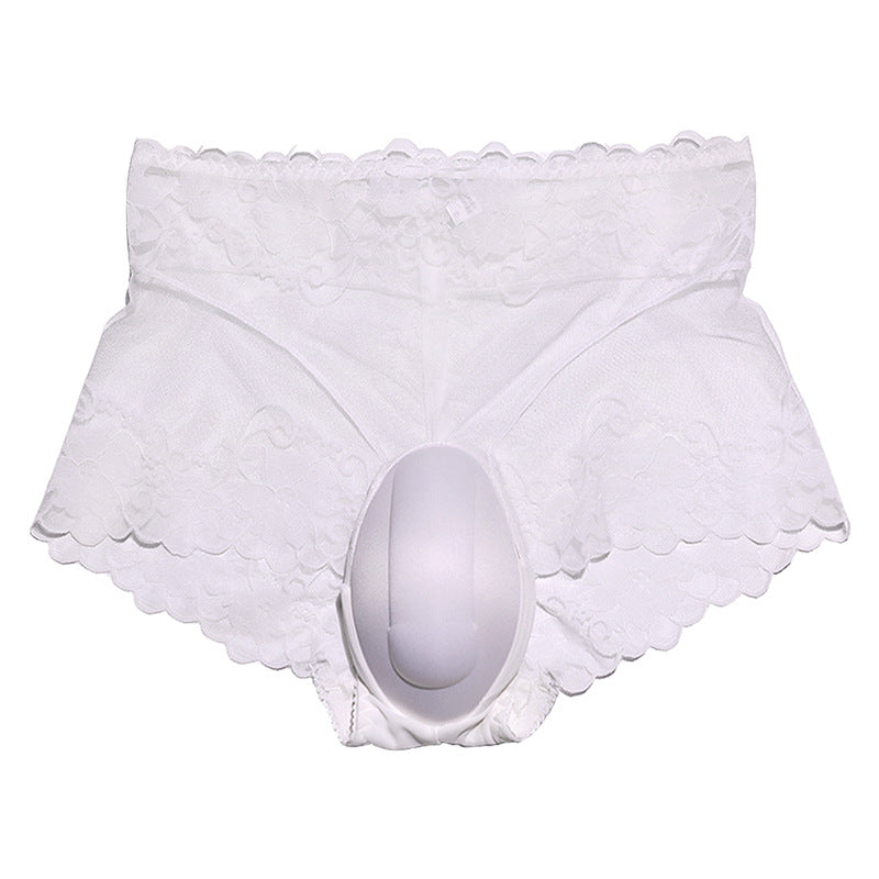 Sexy Lace Hidden jj Men's Underwear3D 3D Cover U High Waist Transparent Mesh Crotch Protection Sponge Pad Underwear