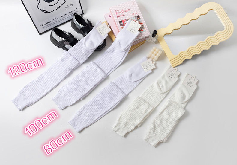102502JK Extended High Tube Socks College Style Knee-High Calf Socks Over-the-Knee Long Socks for Women Japanese Style