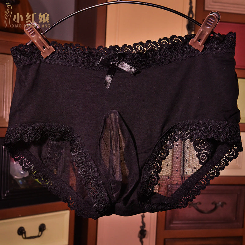 Hot-Selling Men's Underwear Ice Silk Transparent Men's Shorts Sexy Lace Triangle Underwear Bulletproof Couple Underwear Briefs