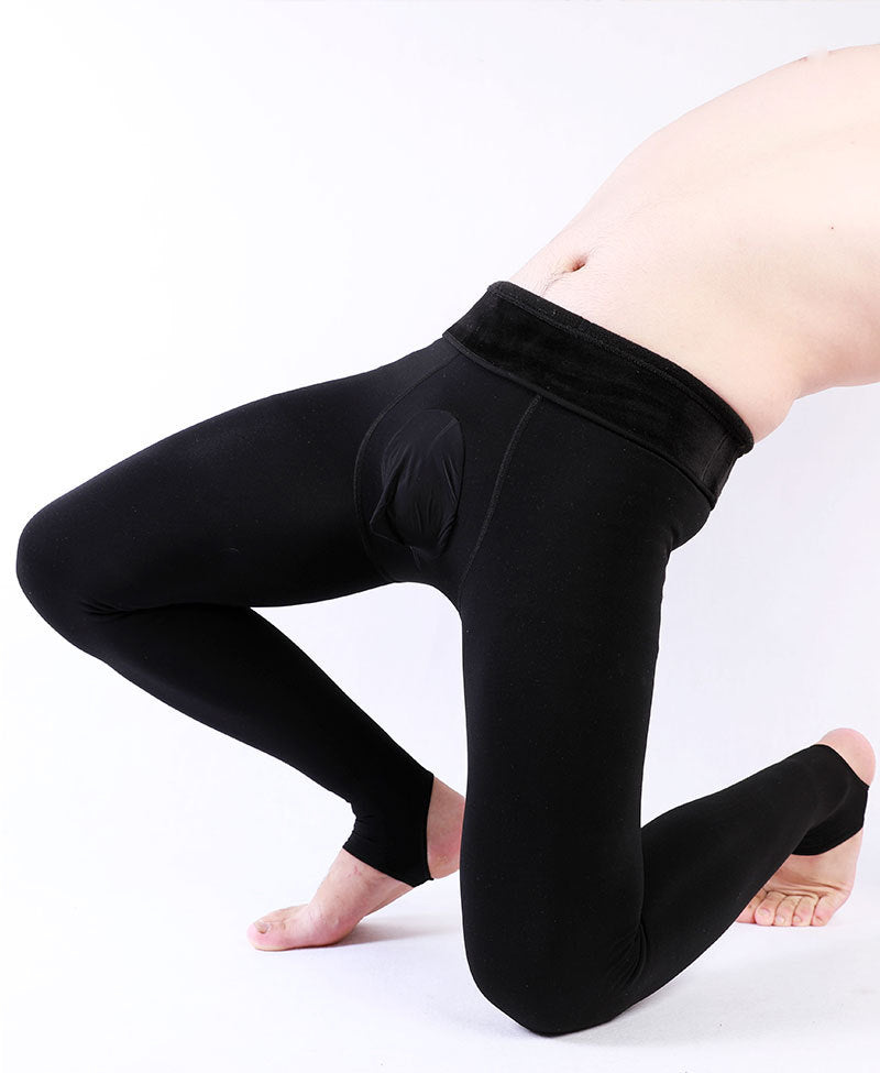 200Plus Size Men's Bare Leg Artifact Leggings Autumn Winter Fleece Lined Warm Pantyhose Sexy Slim Thickened Socks