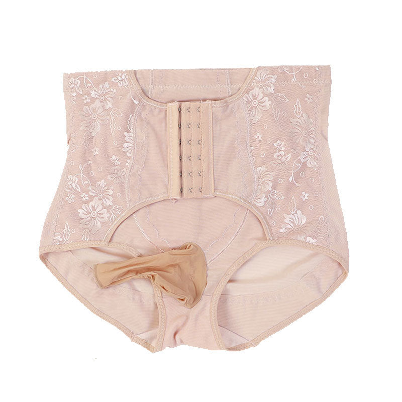 Men's Waist Slimming Pants jj Sexy Thin High-Waisted Mesh Lace Triangle Shaping Underwear with Waist Cinching