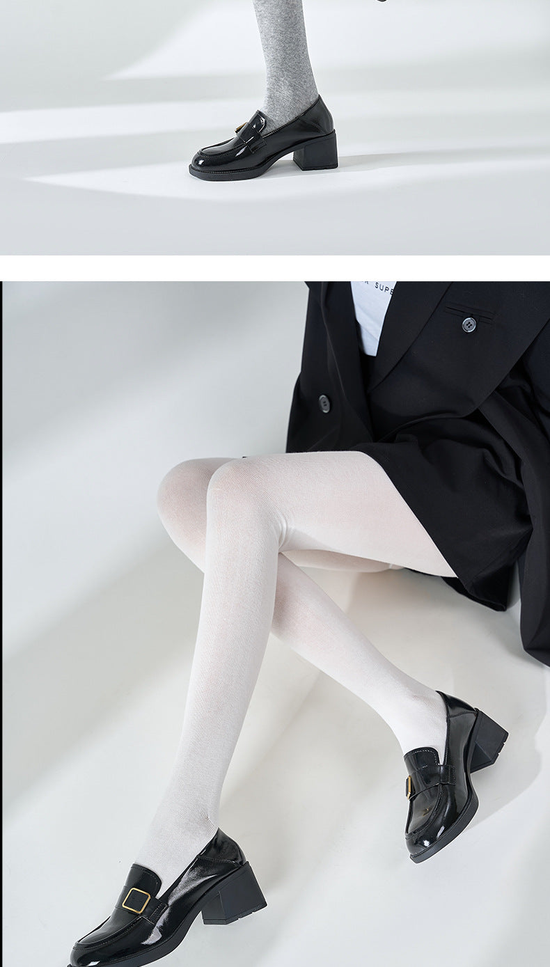 Autumn Winter New Warm Base Layer Pants Combed Cotton Plain Solid Color Stockings Milk White Simple Versatile Pantyhose Single-Sided Cotton