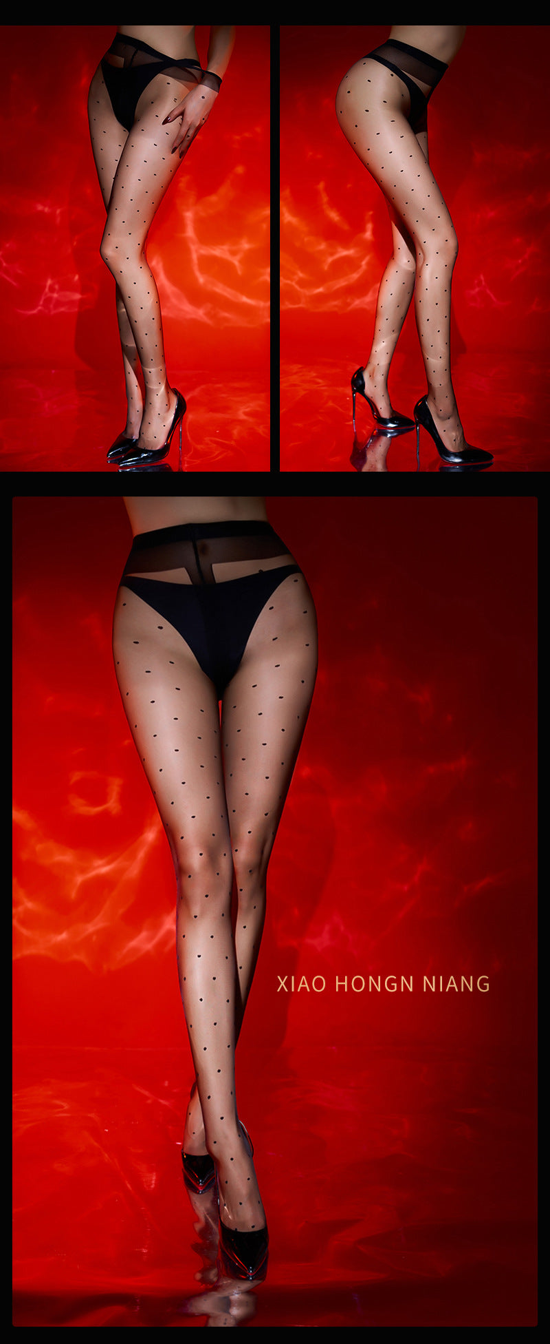 512Vintage Polka Dot Ultra-Thin Silky High-Transparency Sexy Stockings360Crotch Seamless Footed Large Size Polka Dot Stockings
