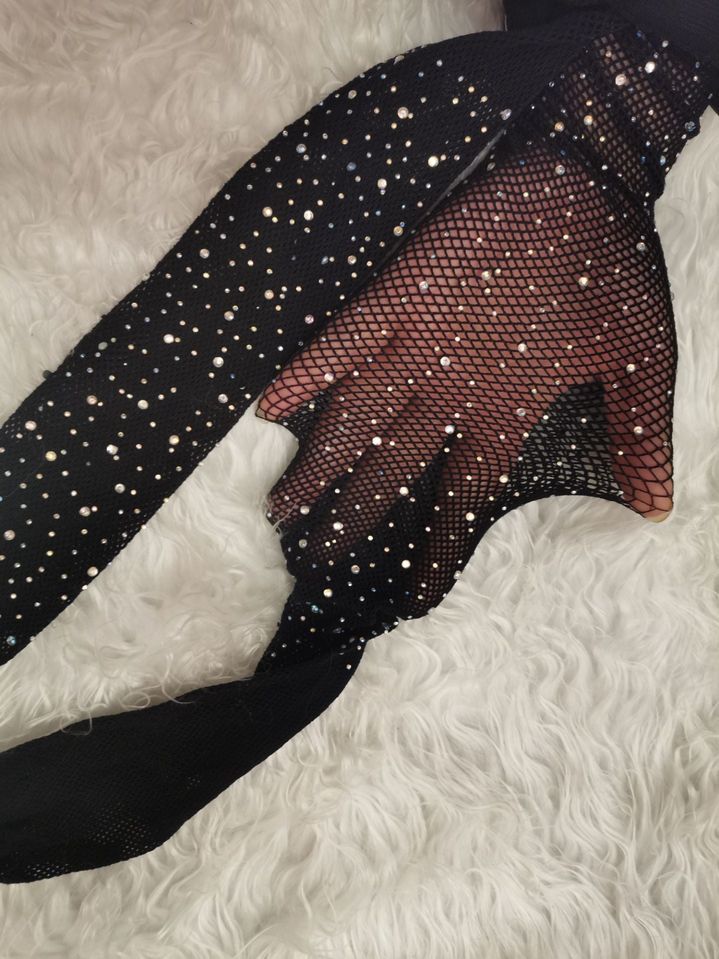 AliExpress European and American Sexy Fishnet Stockings with Rhinestones Mesh Stockings Fishnet Stockings with Rhinestones Small Mesh Pantyhose