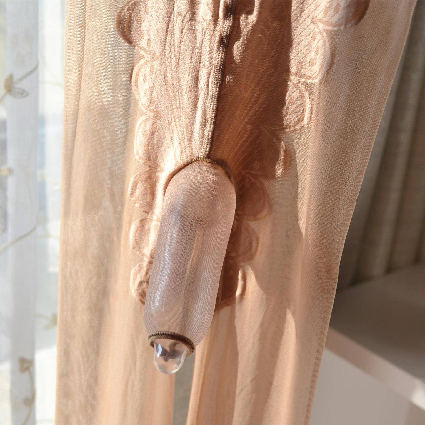 Men's Sexy Ultra-Thin Stockings Open Crotch Pantyhose Bikini Open Crotch Black Anti-Snag Stockings