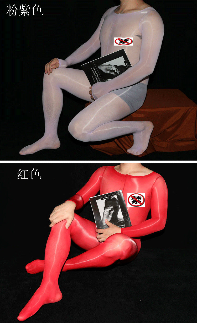 AliExpress Plus Size Shiny Full Body Stockings Bodysuit Shiny912Needle Tape jj Men's Full Body Stockings with Pants Set