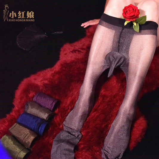 Gold and Silver Glitter Sexy Base Stockings Shiny Pantyhose Ultra-Thin Soft Transparent Summer Glossy Silky Black Stockings for Men jj Set