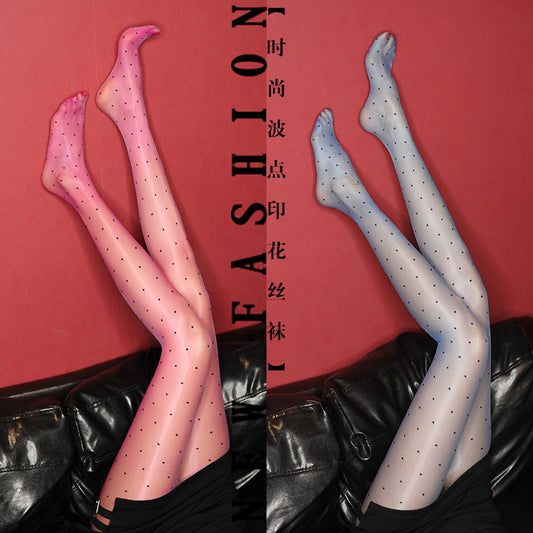 5D Aurora Polka Dot Pantyhose Ultra-Thin Skin-Friendly Sunscreen Leg Socks Sexy Foot-Shaped Toe Transparent Dot Stockings