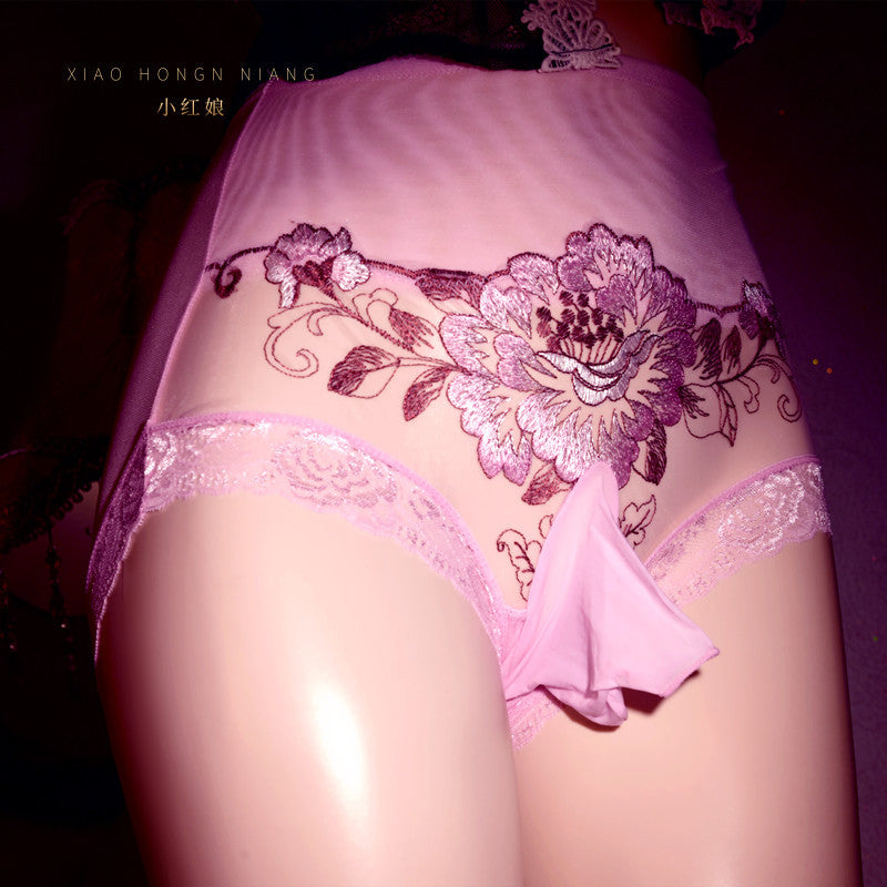 Japanese Style Floral Sexy Lace Underwear for Men jj Set of Butt-Lifting Thin Sexy Transparent Bullet-Resistant Separate Triangle Panties