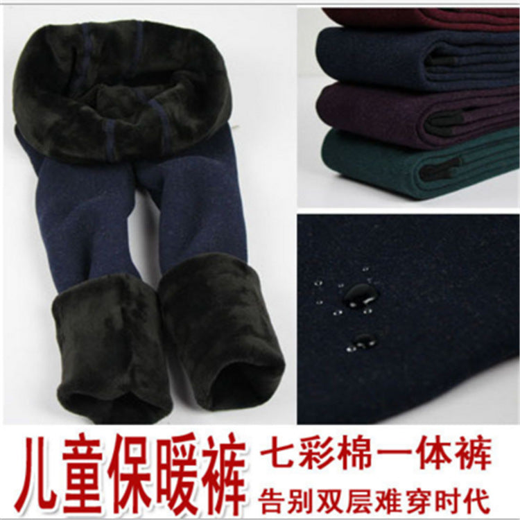 Autumn Winter Children's Leggings Fleece Lined Thickened Warm Pants Footed Colorful Cotton One-piece Pants Girls' Solid Color Kids Pants Children's Clothing