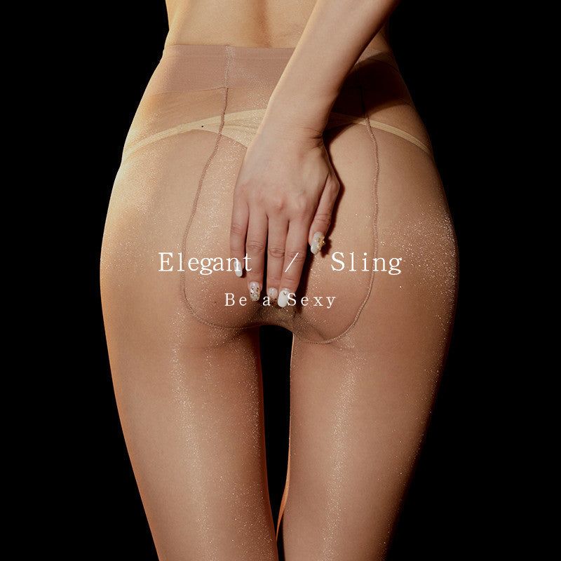 【Cool】Shiny Sexy Base Stockings Shiny Silk Pantyhose White Ultra-thin Fully Transparent Women's Summer Open Crotch Core-spun Silk