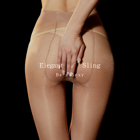 【Cool】Shiny Sexy Base Stockings Shiny Silk Pantyhose White Ultra-thin Fully Transparent Women's Summer Open Crotch Core-spun Silk