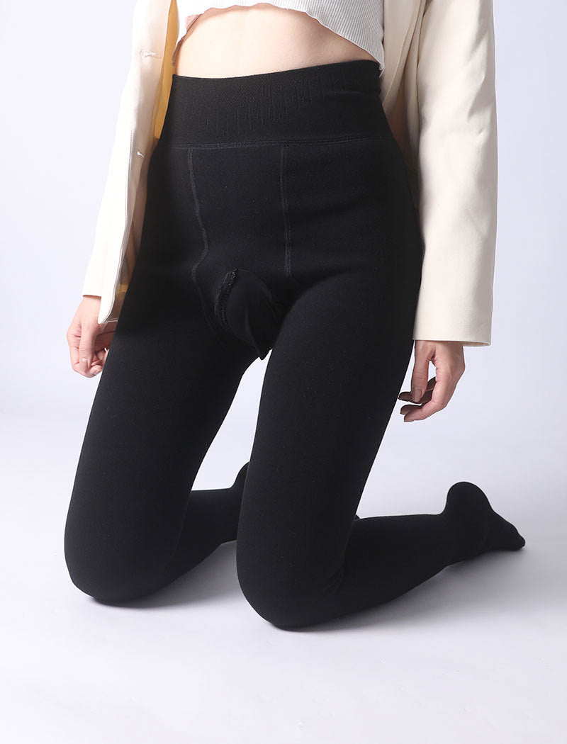 Autumn and Winter Fleece-Lined Warm Sexy Men's Leggings Thickened Bare-Leg Slim High-Waist200Plus Size One-Piece Tights