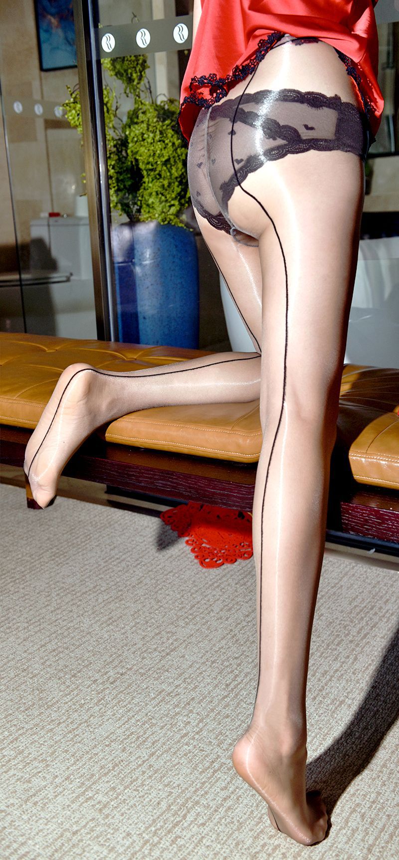 Little Red Riding Hood Aurora Ultra-Thin Silky Stockings Sexy Men's Back Seam Erotic jj Inductive Temptation Airplane