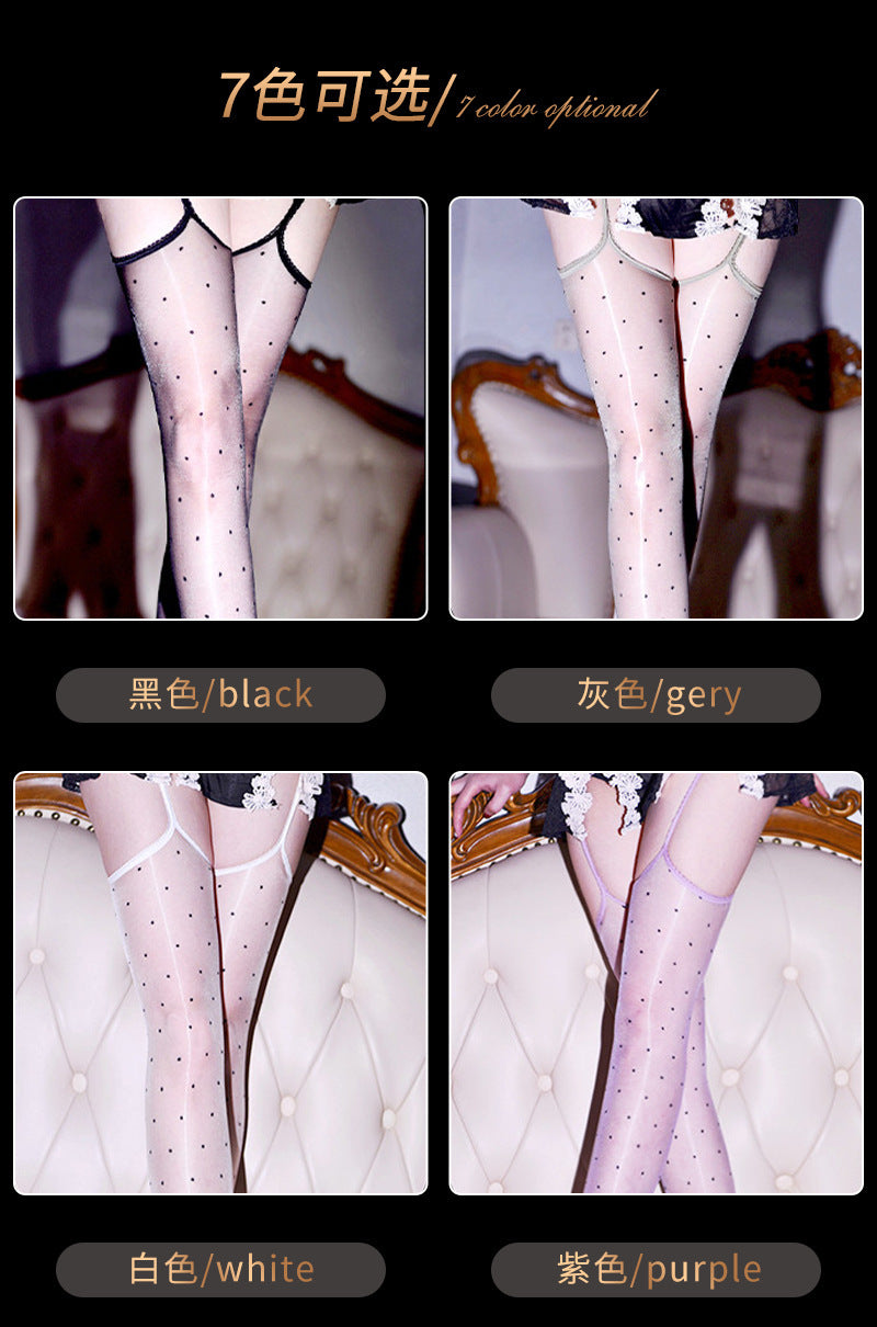 Little Matchmaker Royal Sister1D Aurora One-Piece Glossy Sexy Garter Stockings Hot Girl Polka Dot Lace Long Stockings for Women