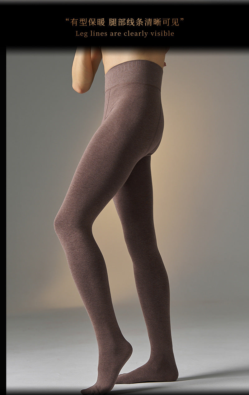 Autumn and Winter Fleece-Lined Warm Sexy Men's Leggings Thickened Bare-Leg Slim High-Waist200Plus Size One-Piece Tights