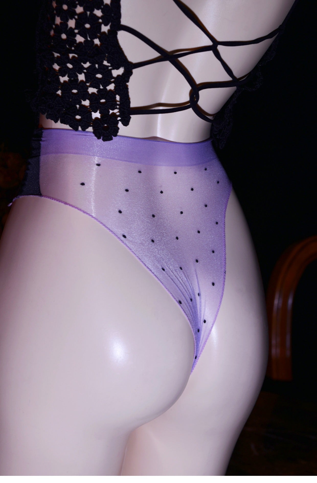 Ultra-thin Glossy Triangle Briefs jj Set1D Polka Dot Fully Transparent Seamless Sexy Silky Wave Point Underwear Plus Size Women's Underwear