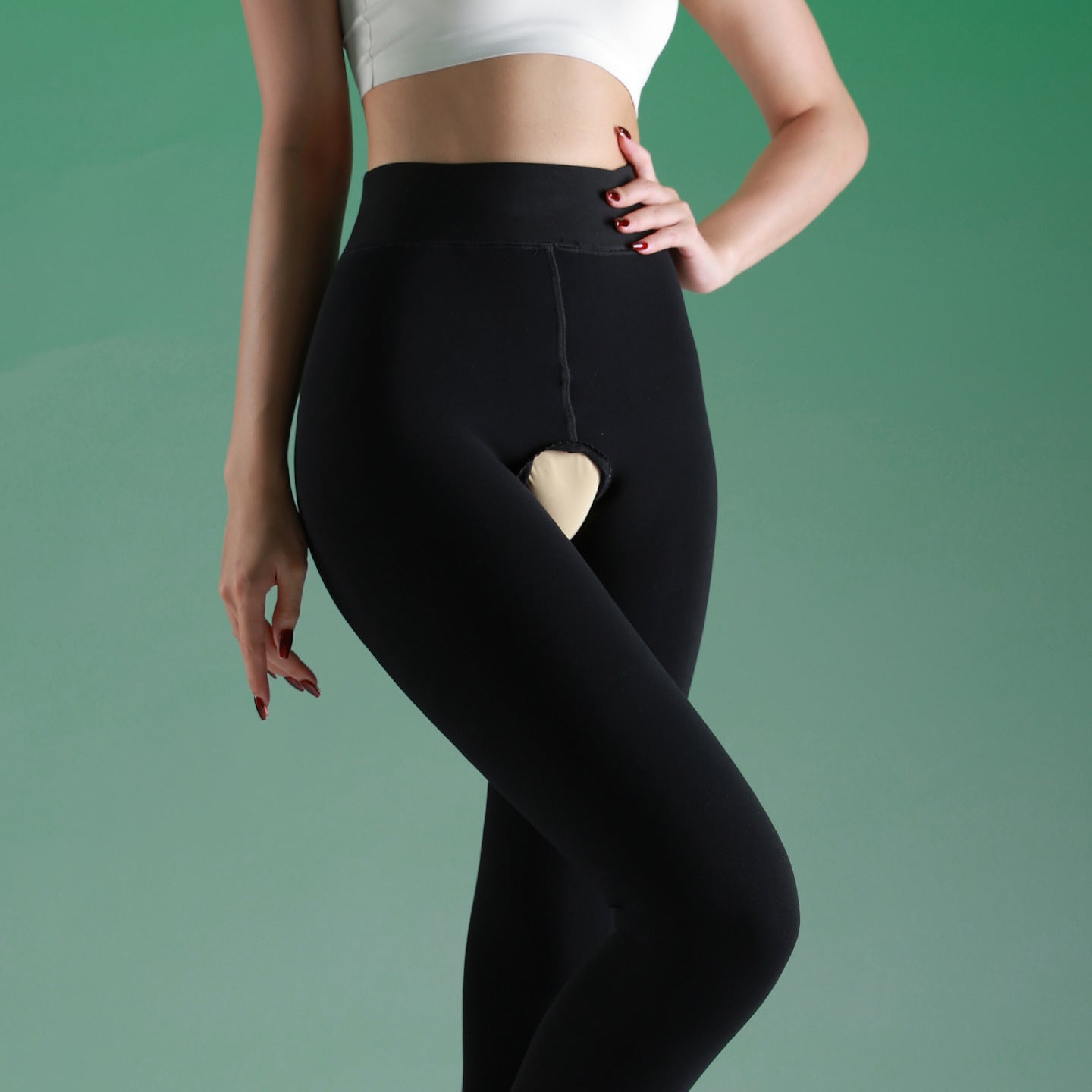 Autumn Winter Fleece Lined Crotchless Pantyhose for Women, Sexy No-Remove Smooth Slim Fit Warm Bare Leg Artifact, Plus Size