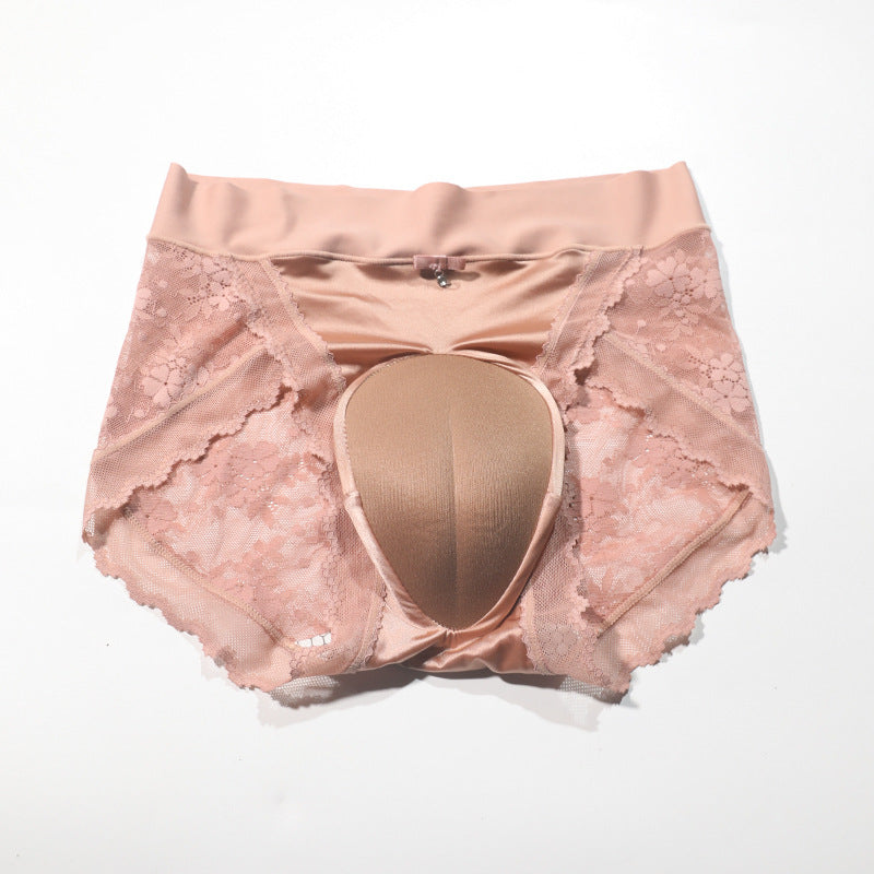 Cross-border Hot-Selling Low-Waist Sexy Lace Fake Vagina Hidden jj Underwear Briefs Transvestite Men and Women Cross-dressing Underwear