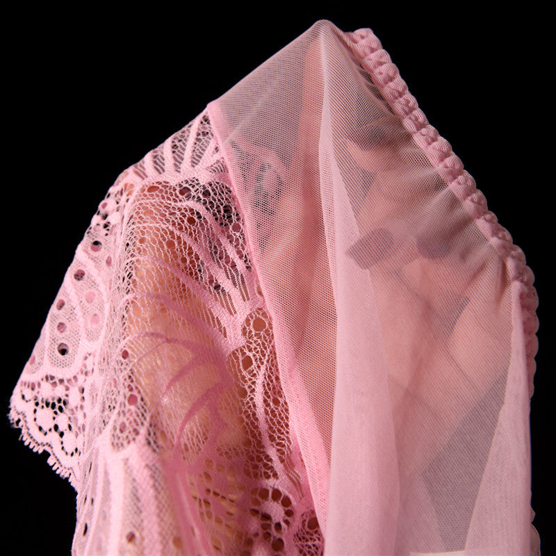 Men's Lace Thong Underwear Fully Transparent Delicate Sexy Fun Plus Size Lace Low Waist Triangle Breathable