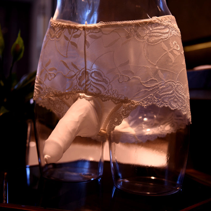 Men's Lace Sexy Underwear Men's Boxer Briefs Breathable Thin Sexy Open Crotch jj Set of Youth Boxer Shorts for Summer