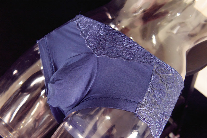 Little Red Luxury Men's Underwear Breathable Lace Sexy Briefs Pure Cotton Plus Size U Pouch Bag Underwear Shorts