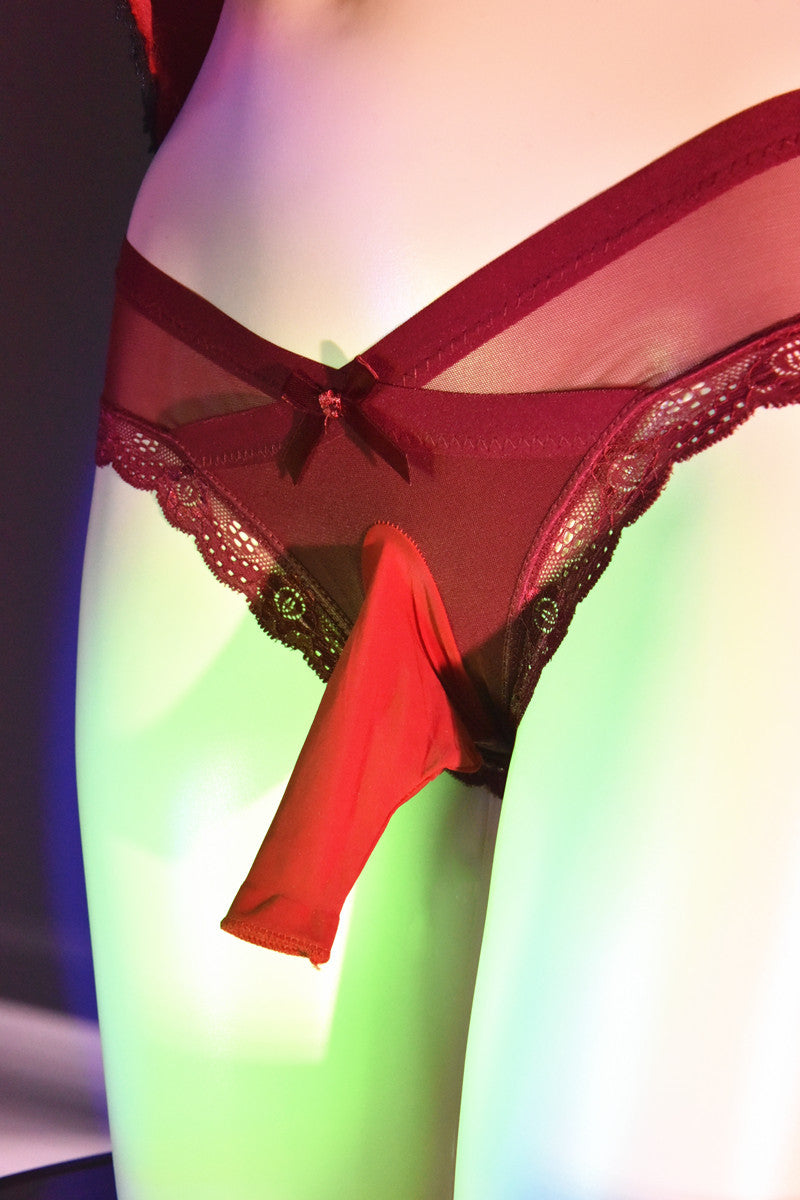 Men's Plus Size Japanese Style Underwear Couple Masturbation Bullet Separation Transparent Triangle Lace jj Transvestite Panties