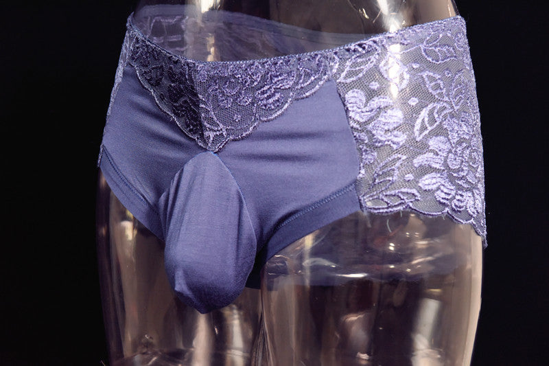 Little Red Luxury Men's Underwear Breathable Lace Sexy Briefs Pure Cotton Plus Size U Pouch Bag Underwear Shorts